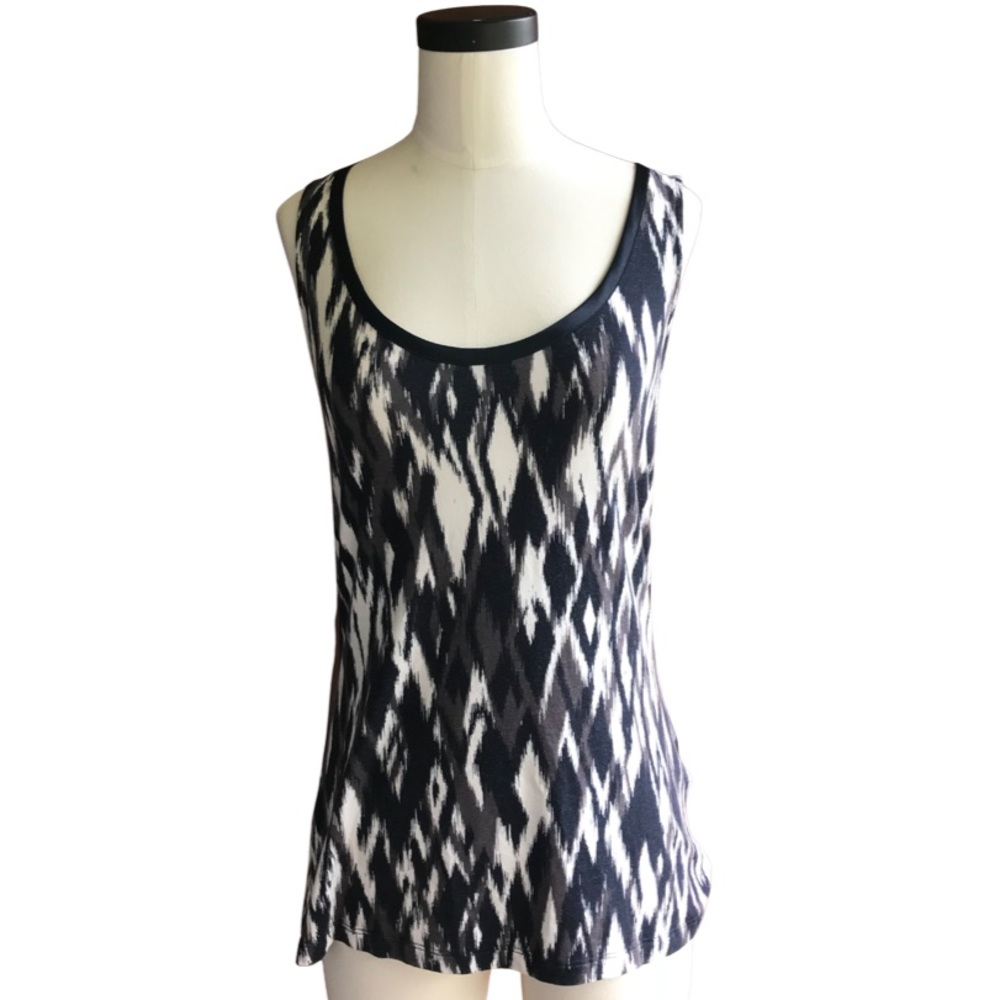 Banana Republic Luxe Touch Navy Ikat Print Tank